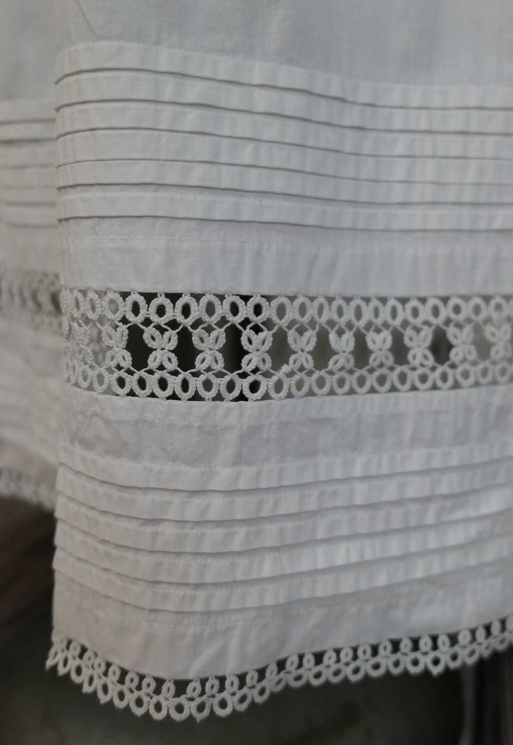 Edwardian 1900s White Cotton Petticoat with Tatte… - image 7
