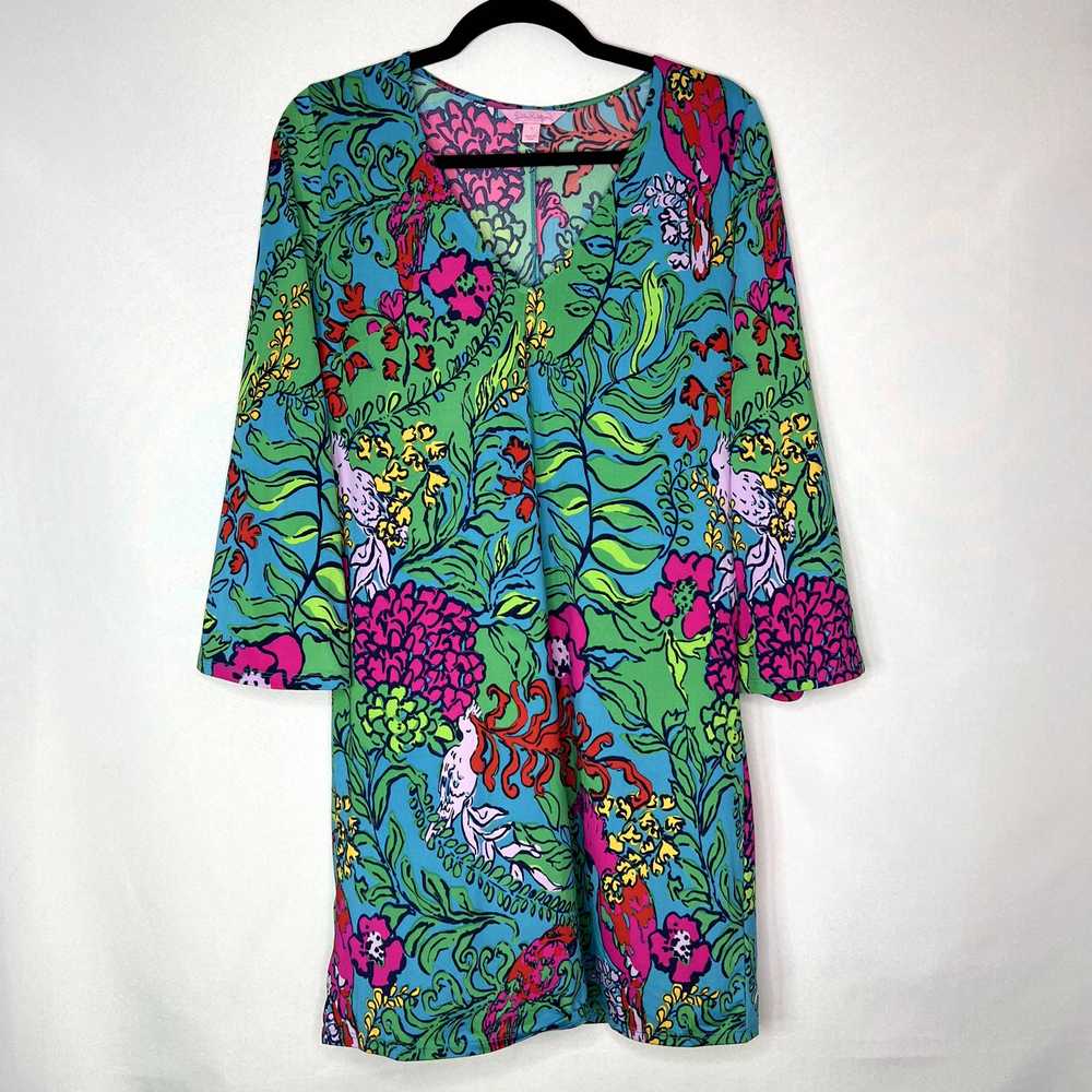 Lilly Pulitzer Jade Dress Shake Your Tail Feather… - image 1