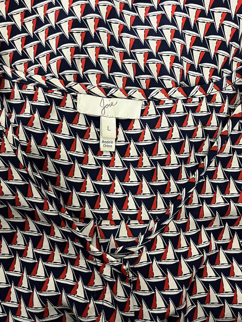 Joie Size L (14) Red, White & Blue Sailboats Shirt - image 7