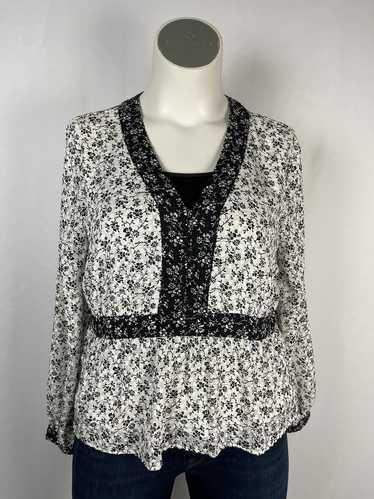 Madewell Size XL (16) White & Gray Ditsy Floral S… - image 1