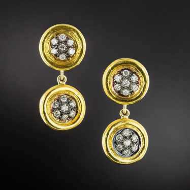 Estate Double-Diamond Circle Cluster Earrings