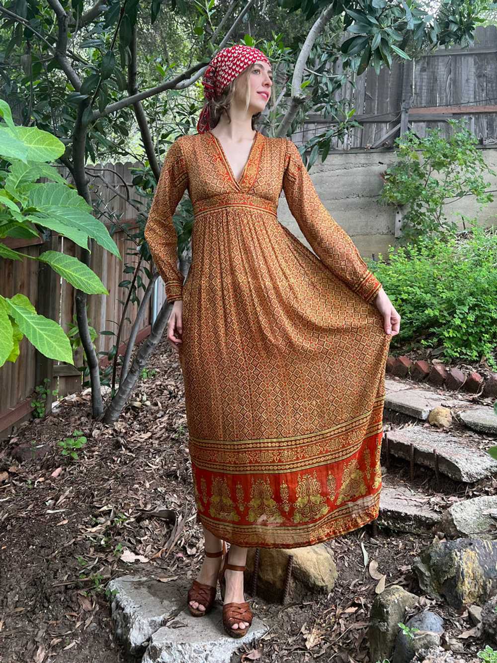 The Piper Dress - Vintage 1970s Indian cotton blo… - image 1