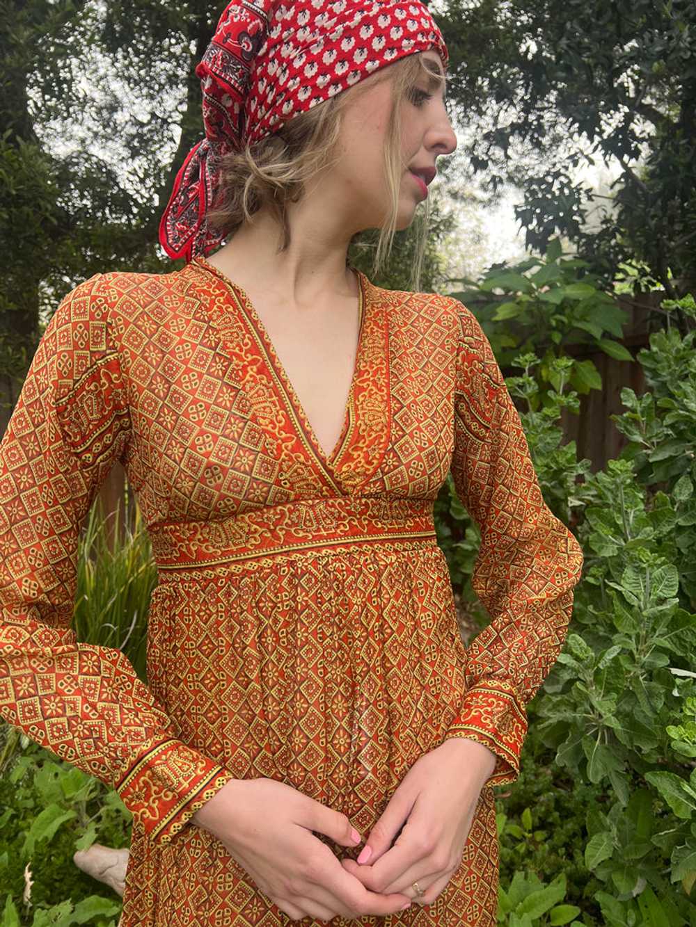 The Piper Dress - Vintage 1970s Indian cotton blo… - image 3
