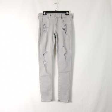 American Eagle Women Grey Distressed Jeans Sz 6 - image 1
