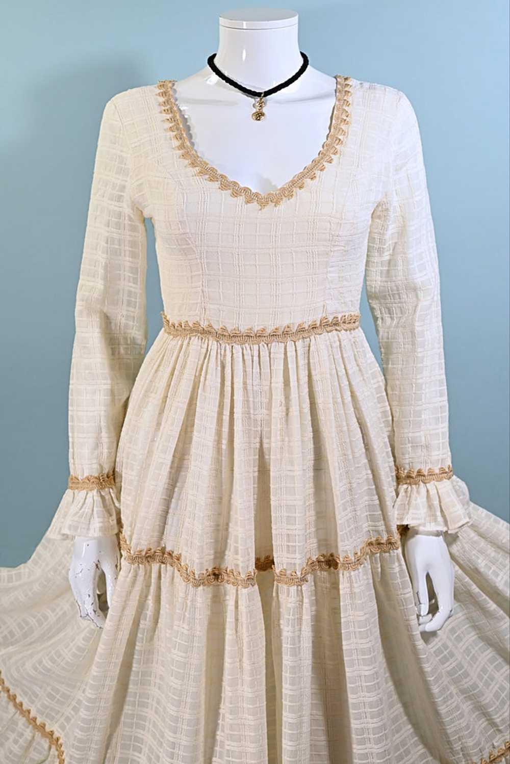 RARE Gunne Sax Black Label Cream Maxi Dress S/M - image 3