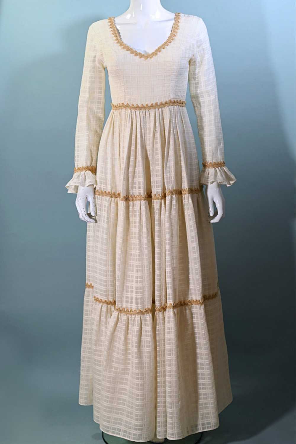 RARE Gunne Sax Black Label Cream Maxi Dress S/M - image 4