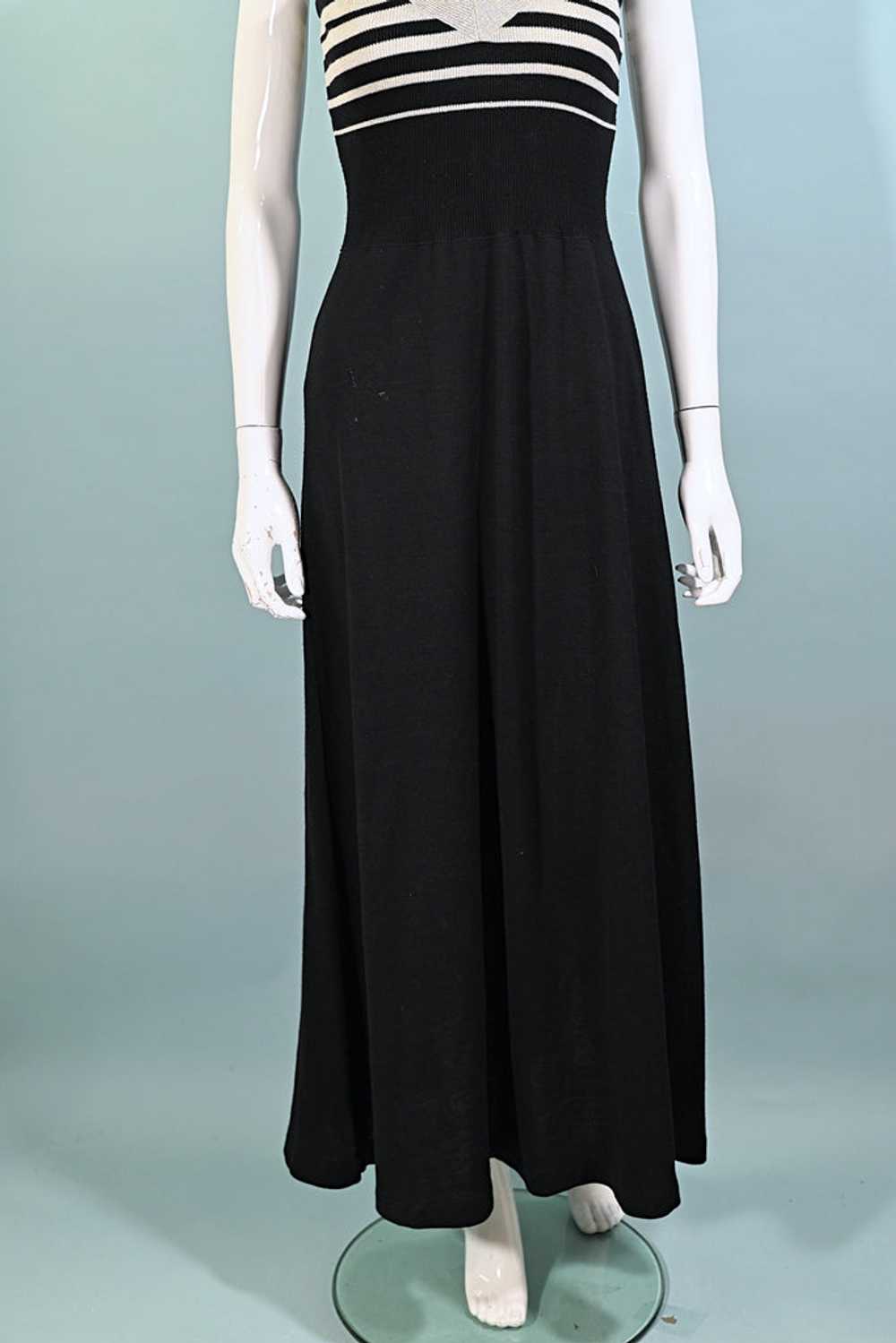 Vintage Black/Silver Knit Strappy Long Dress S - image 6