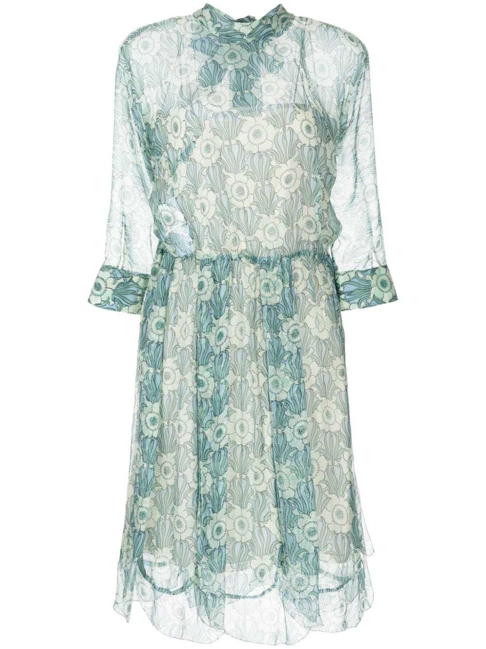 Prada Pre-Owned floral-print semi-sheer dress - M… - image 1