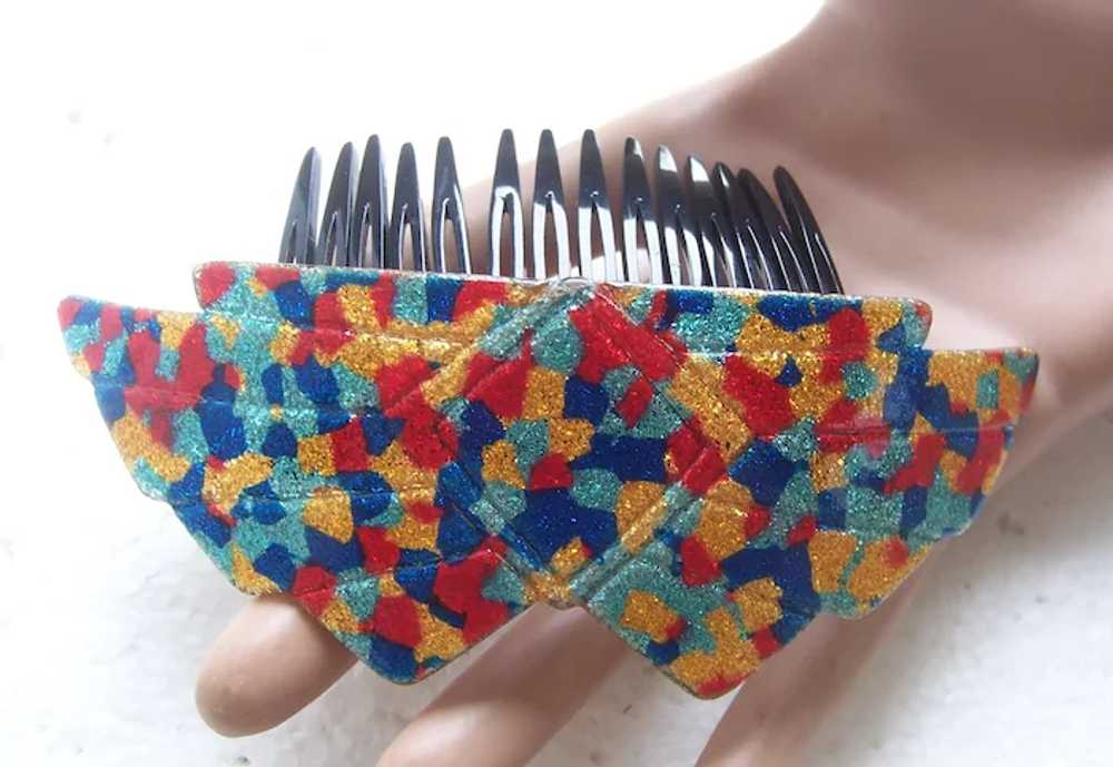 Two large glitzy hair combs from the 1980s - image 9