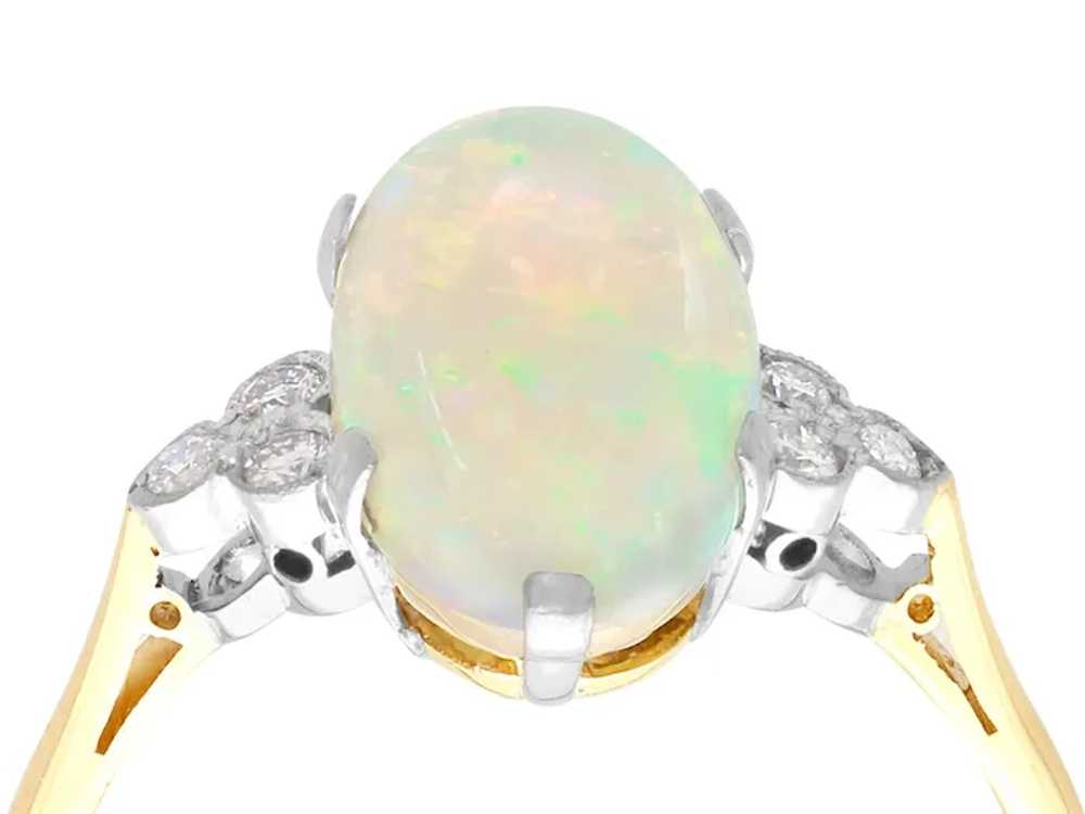 Vintage 3.88ct Opal and 0.18cttw Diamond 18k Yell… - image 2
