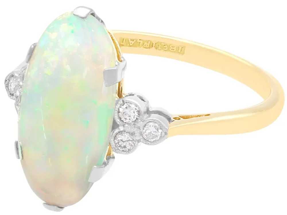 Vintage 3.88ct Opal and 0.18cttw Diamond 18k Yell… - image 3