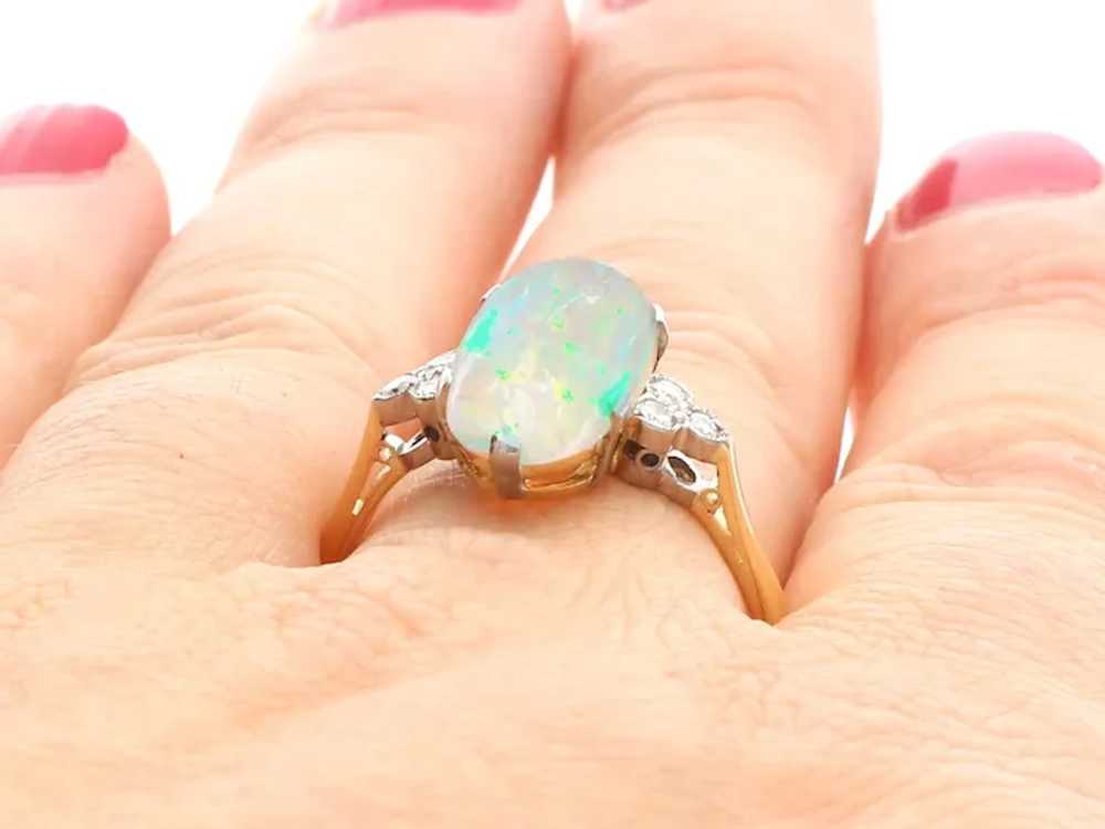Vintage 3.88ct Opal and 0.18cttw Diamond 18k Yell… - image 9