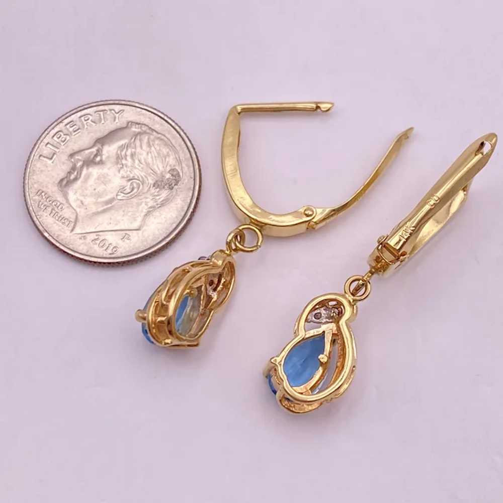 Blue Topaz and Diamond Dangle Earrings 1.78 Carat… - image 3