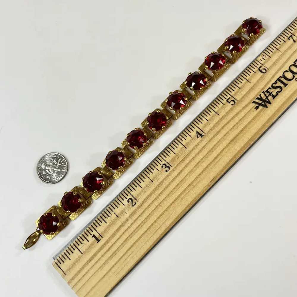 Vintage Ca1940's Bracelet with Ruby Colored Stones - image 7