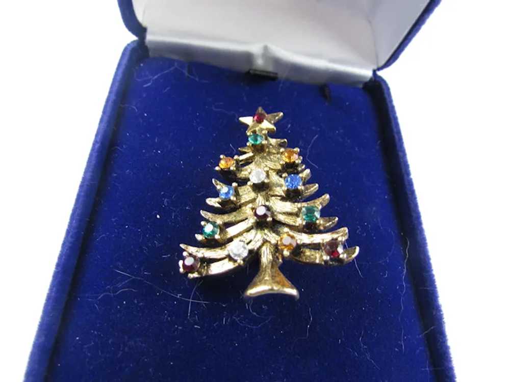 Eisenberg Christmas Tree In Gold Tone Crystal Acc… - image 11