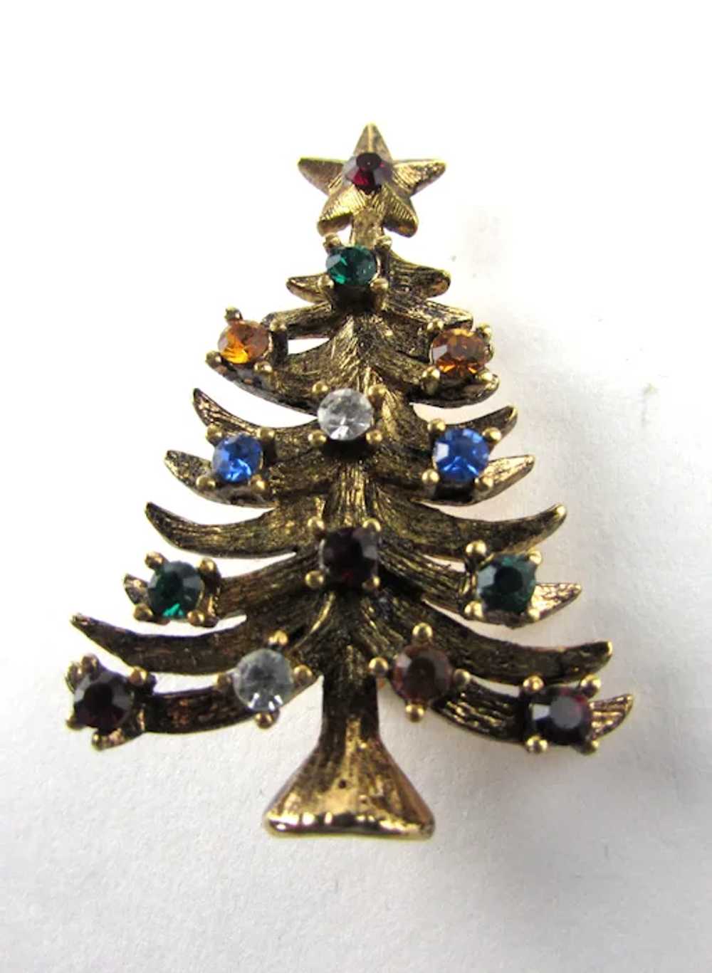 Eisenberg Christmas Tree In Gold Tone Crystal Acc… - image 6