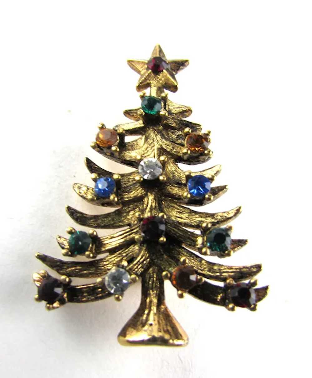 Eisenberg Christmas Tree In Gold Tone Crystal Acc… - image 8