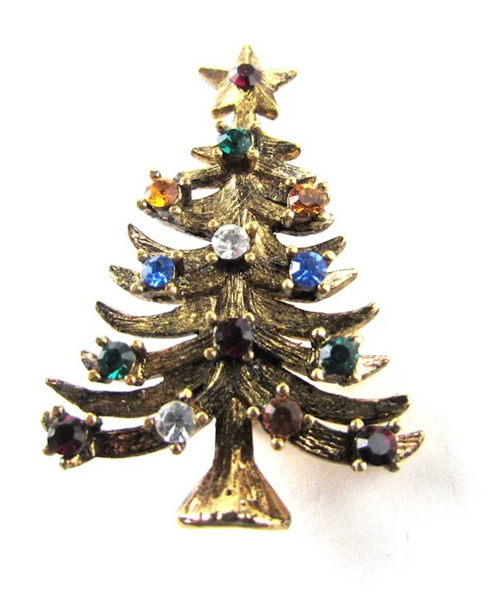 Eisenberg Christmas Tree In Gold Tone Crystal Acc… - image 9