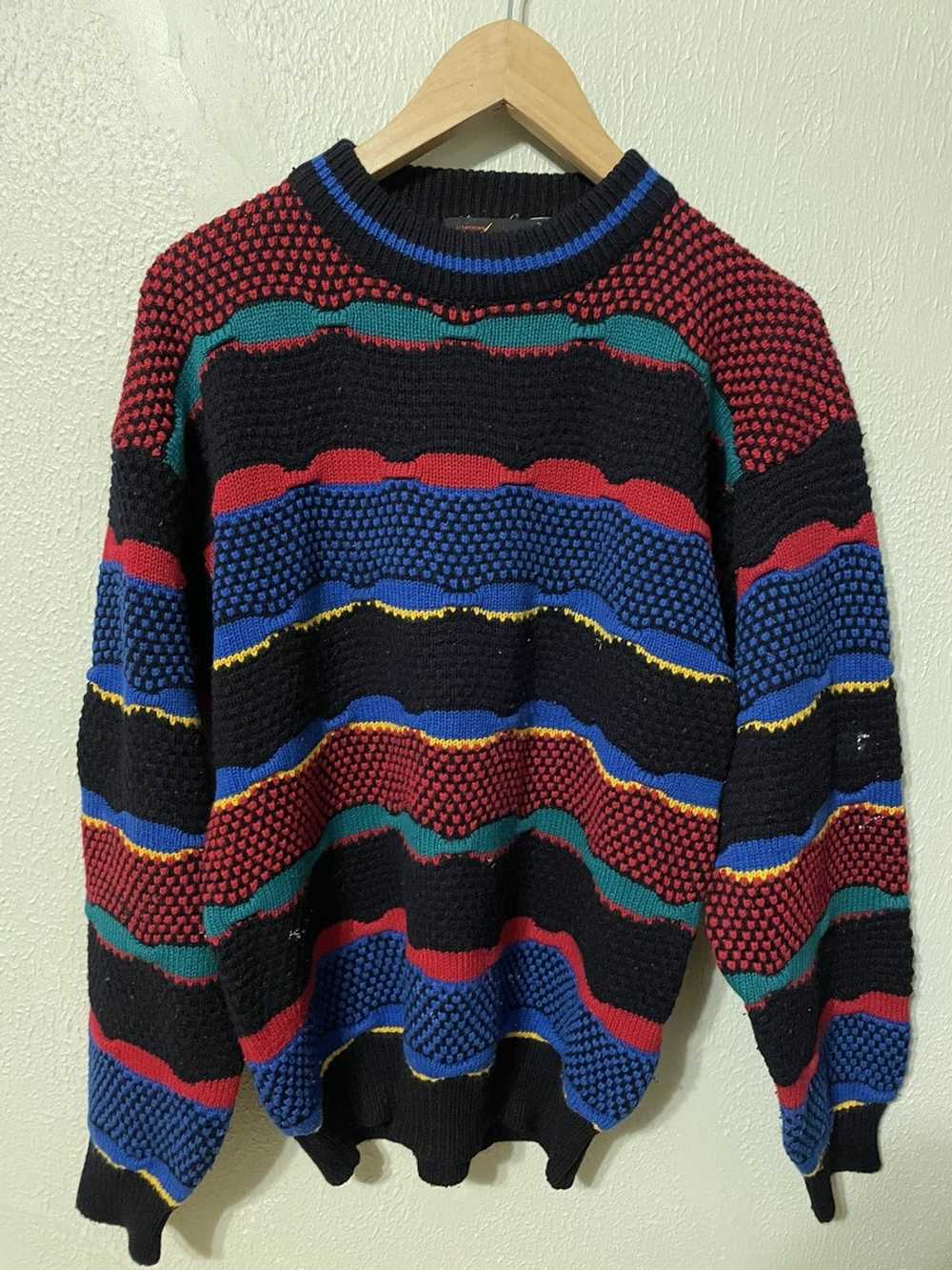 Coloured Cable Knit Sweater × Vintage Vintage Rai… - image 1