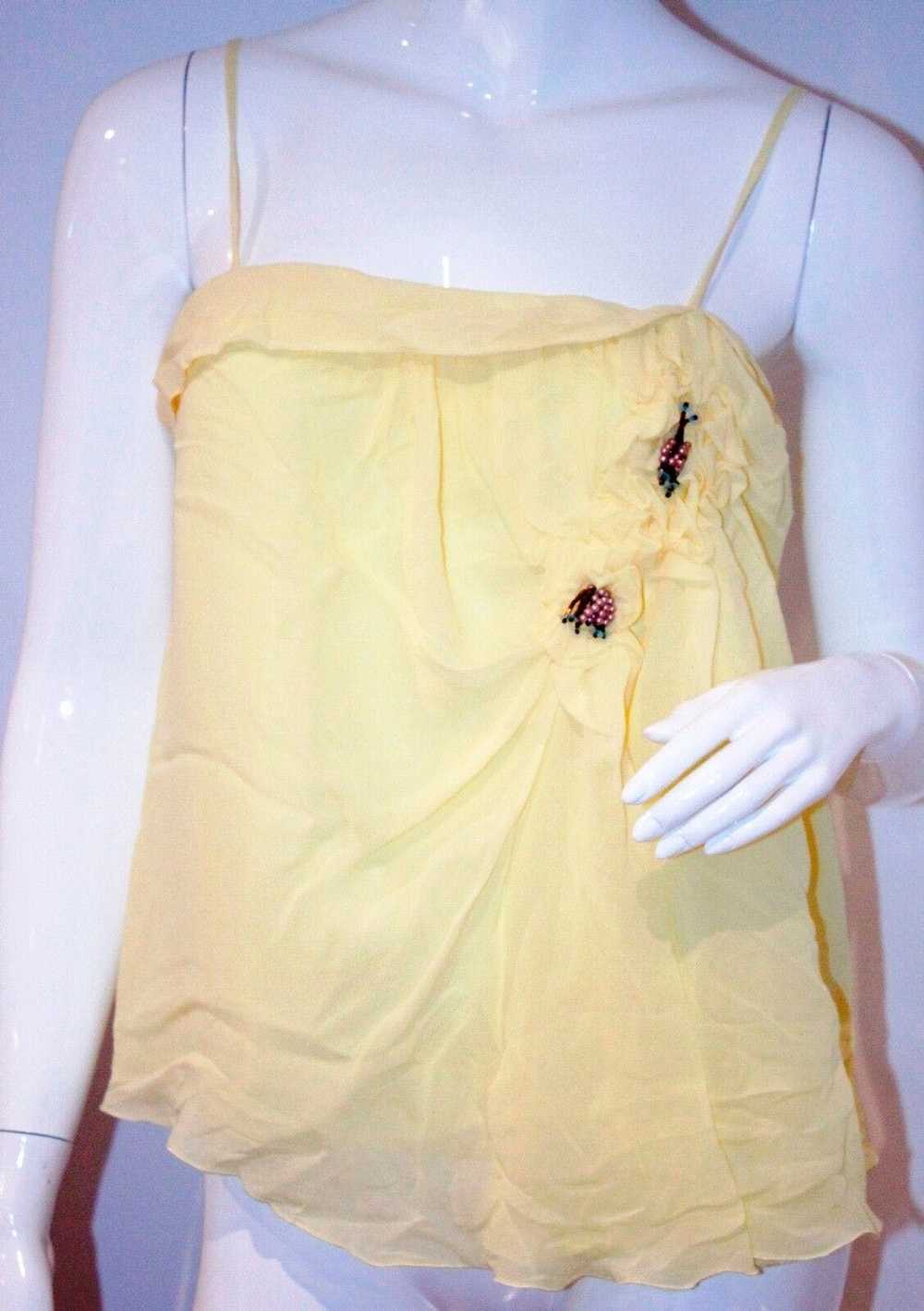 Other SANDRA ANGELOZZI Yellow LINED Beaded Floral… - image 1