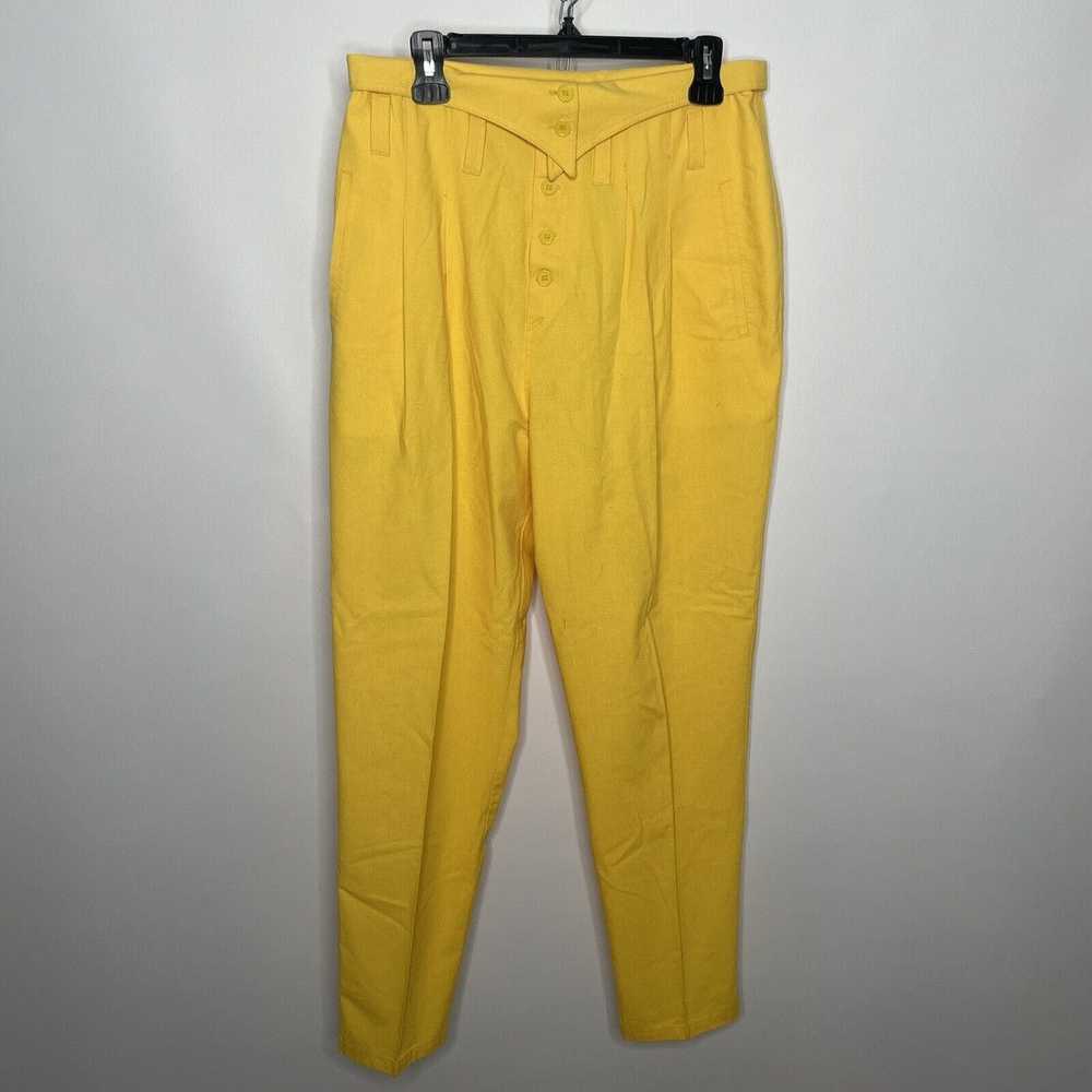 Vintage 80s Gitano Bright Yellow Pleated High Pap… - image 1