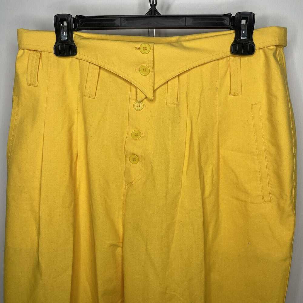 Vintage 80s Gitano Bright Yellow Pleated High Pap… - image 2
