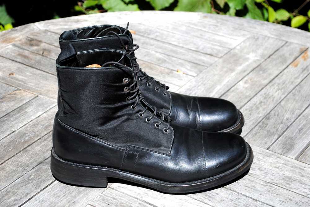 Prada Black Leather & Nylon Combat Boots - image 2