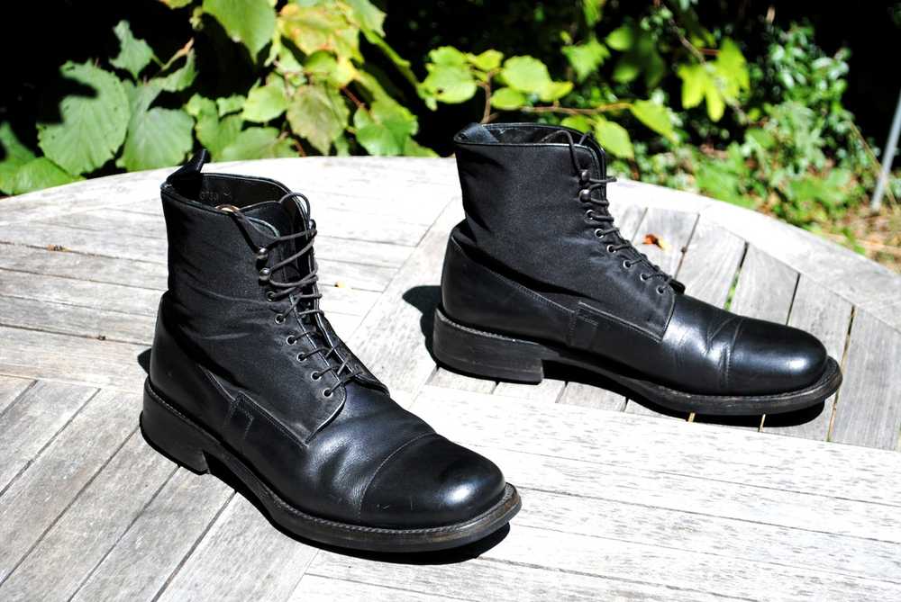 Prada Black Leather & Nylon Combat Boots - image 3