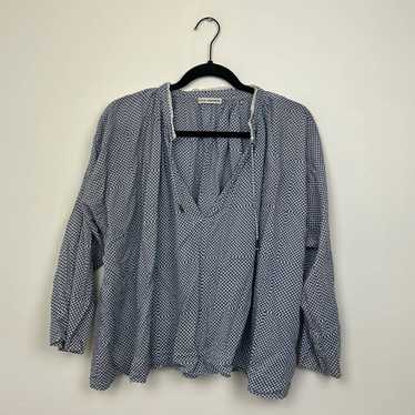 Women's Denim Western Shirt Cotton Printed Bleached Lace Design Size XS