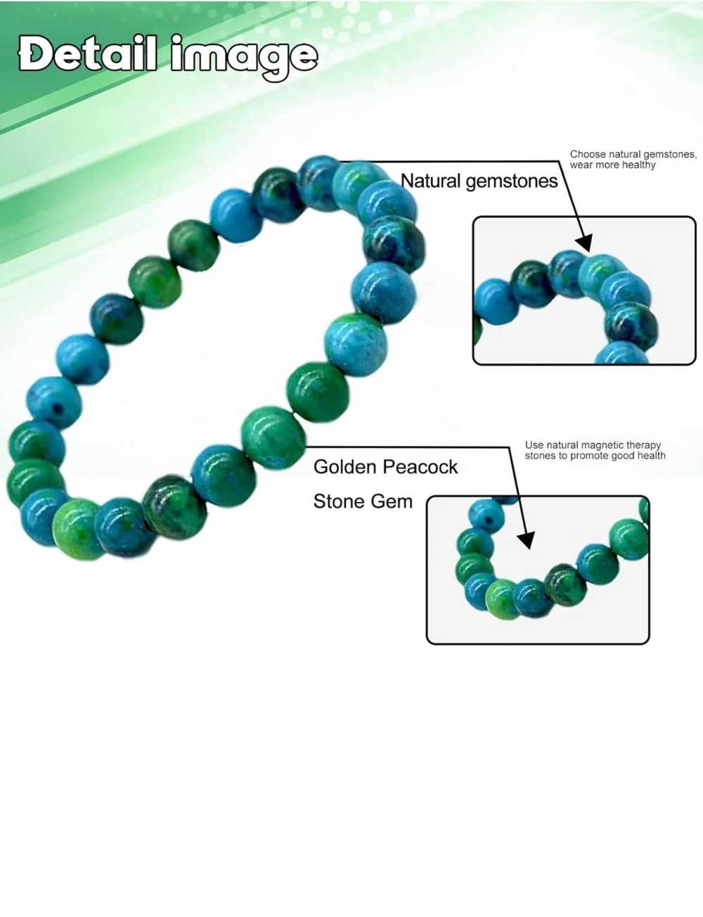 Unsigned 3pcs Natural Chrysocolla Bracelet - image 3