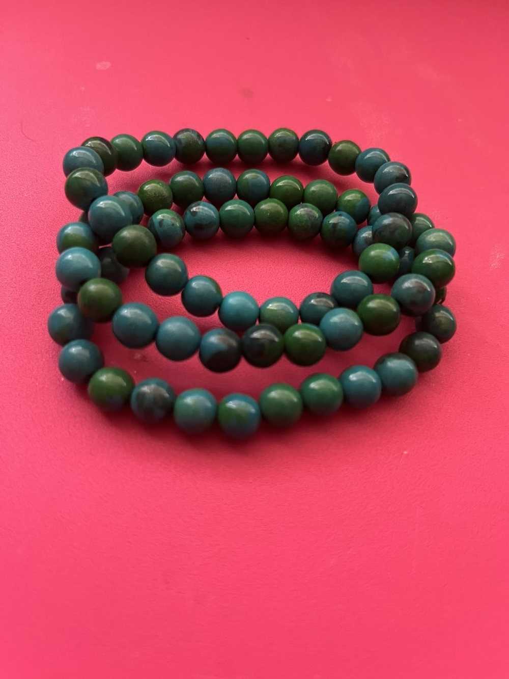 Unsigned 3pcs Natural Chrysocolla Bracelet - image 7