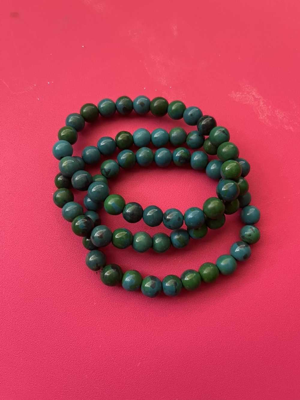 Unsigned 3pcs Natural Chrysocolla Bracelet - image 8