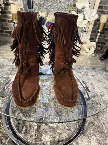 Vintage 1970s Gucci Logo Leather Cowboy Boots - ShopperBoard