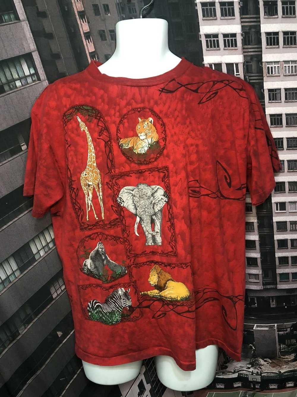 Vintage Safari animal shirt vintage 1994 lion zeb… - image 1