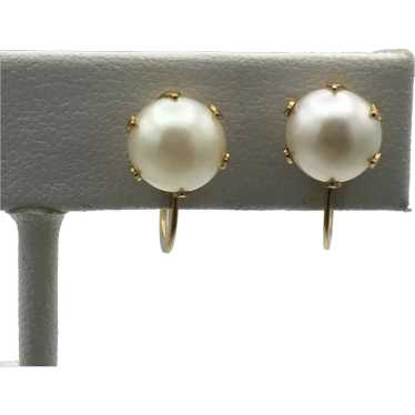 10KY Ladies 7.8mm Pearl Earrings