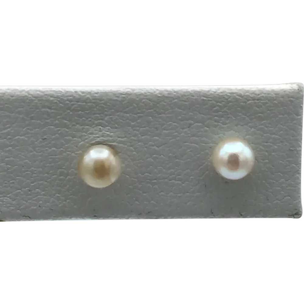 14KY Pearl Stud Earrings - image 1