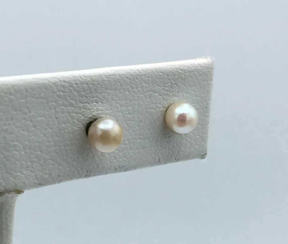 14KY Pearl Stud Earrings - image 3