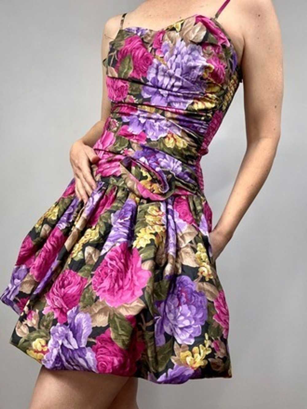 Pristine 90’s Floral Balloon Skirt Party Dress - image 2