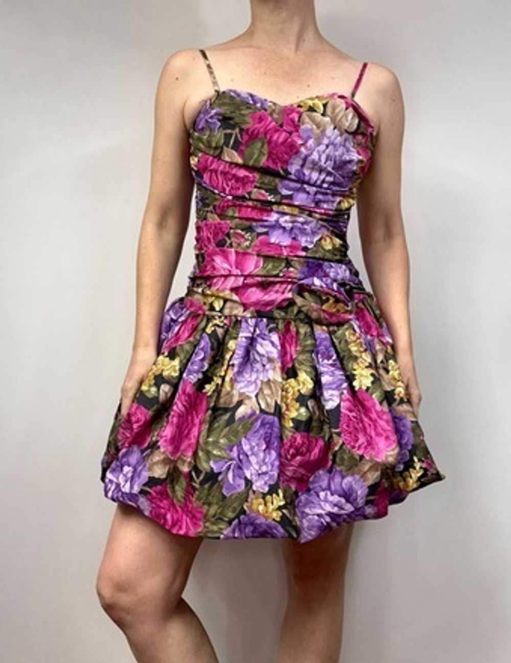 Pristine 90’s Floral Balloon Skirt Party Dress - image 3