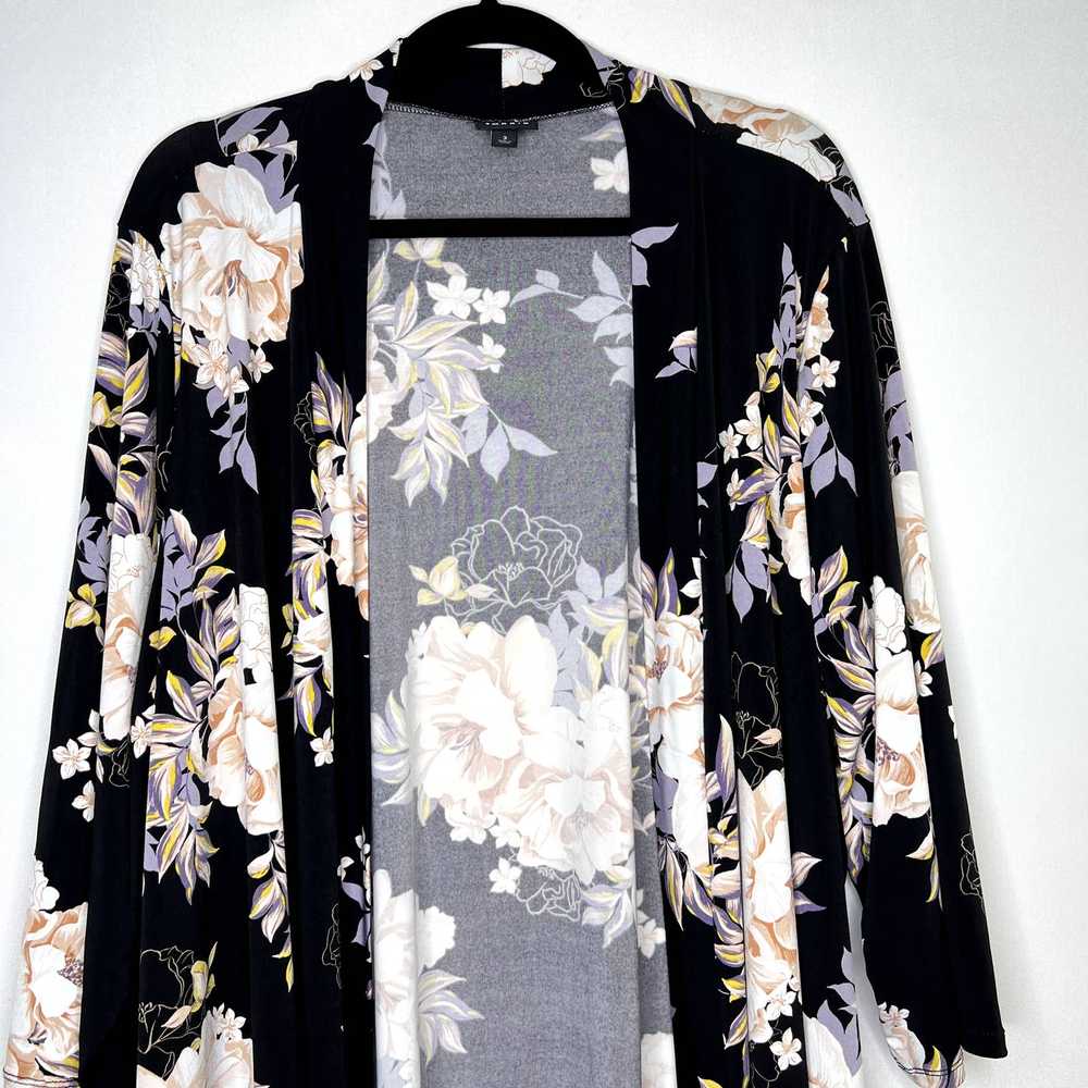 Torrid Black Floral Studio Knit Drape Front Cardi… - image 2