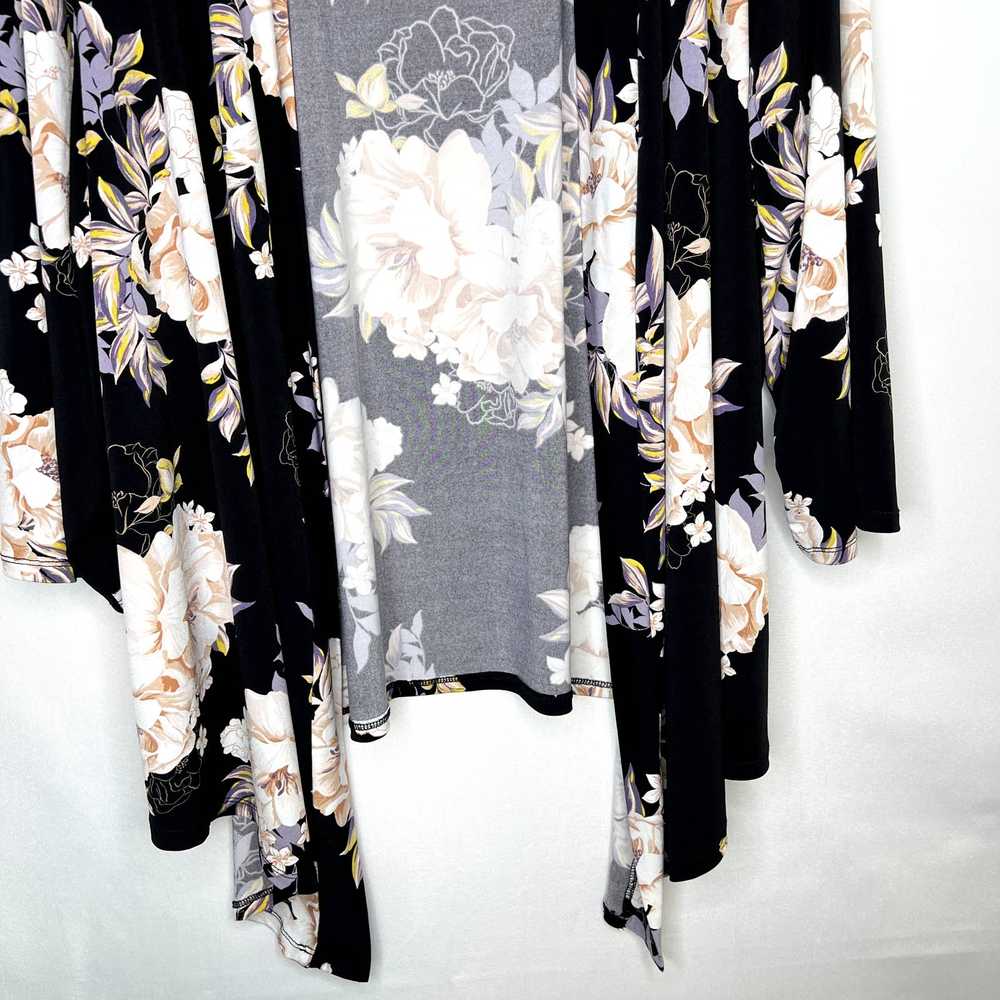 Torrid Black Floral Studio Knit Drape Front Cardi… - image 3