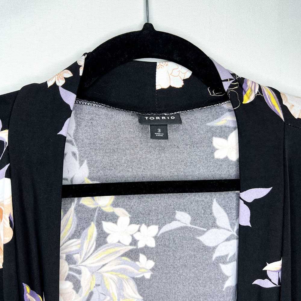 Torrid Black Floral Studio Knit Drape Front Cardi… - image 5