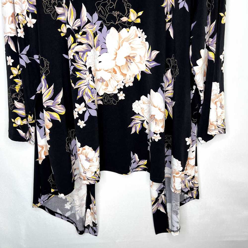 Torrid Black Floral Studio Knit Drape Front Cardi… - image 9