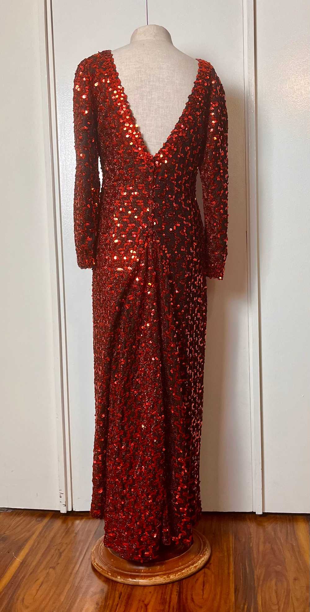 Vintage 1970's "Lilli Diamond" Red Sequin Long Sl… - image 8