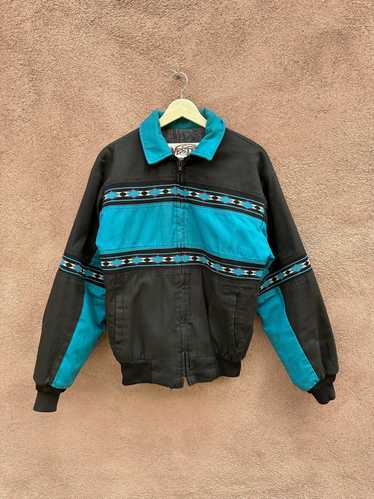 Teal & Black Western Frontier Rodeo Bomber