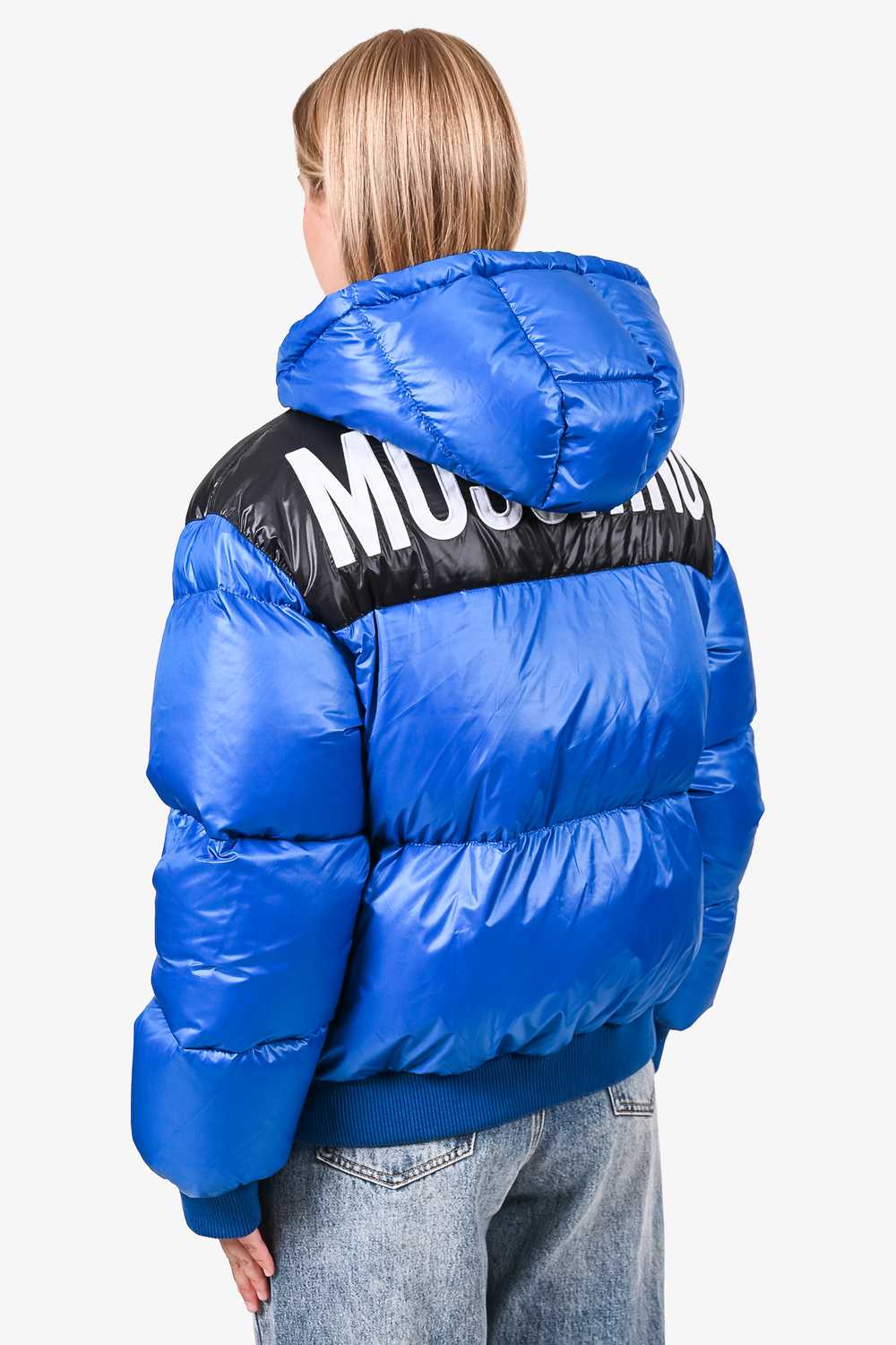 Moschino Cobalt Blue/Black Logo Down Puffer Jacke… - image 3