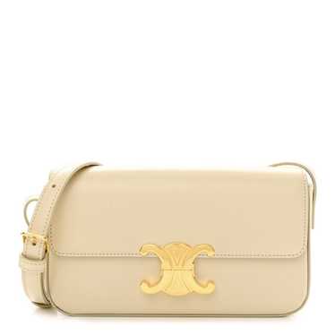 CLUTCH ON CHAIN CUIR TRIOMPHE IN TEXTILE AND CALFSKIN - NATURAL / TAN