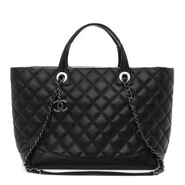 CHANEL Calfskin Quilted Small Easy Shopping Tote B