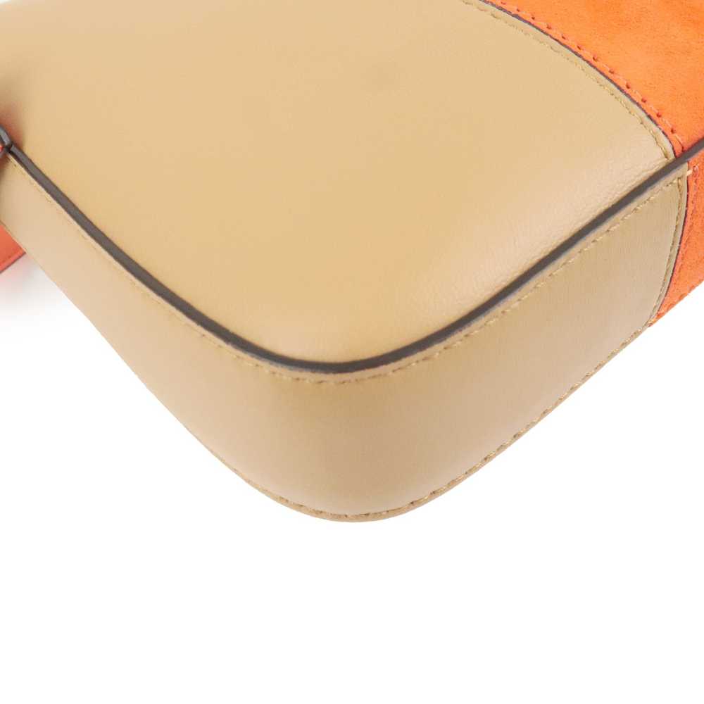 FENDI Mamma Baguette Suede Leather Shoulder Bag O… - image 5