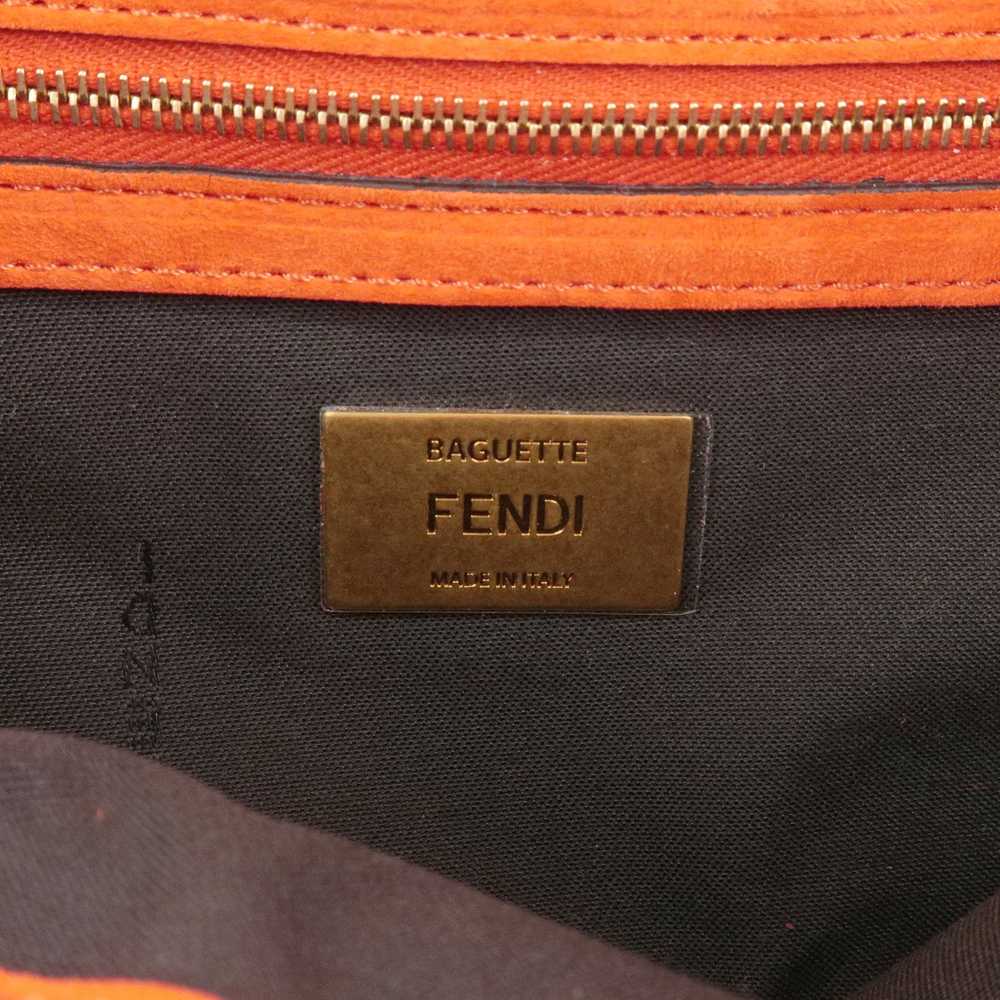 FENDI Mamma Baguette Suede Leather Shoulder Bag O… - image 9